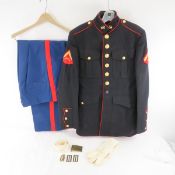 USMC Female dress blues with pants, gloves & belt