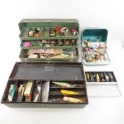 4 Metal Tackle Boxes with Lures, Plugs, Spoons