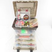 Plastic Tackle Box Full Of Lures & Gear