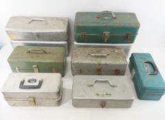 9 Empty Metal Tackle Boxes Midwest, Umco etc.