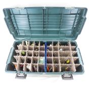 Large tackle box of Muskie lures