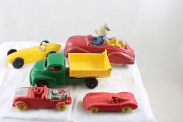 Sun Rubber Donald Duck Car, 2 Auburn Rubber Cars