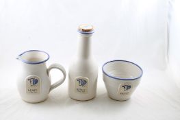 Kemps Stoneware Bottle, Pitcher & Bowl