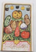 Early 1900's Halloween Anthropomorphic Postcard