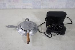 Tasco No. 400 7x35 Binoculars & Krumkake Iron