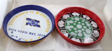 2 Metal Beer Trays 1959 Granite City Steel & Poker