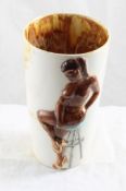 Black Americana Raised Nude Model Ceramic Glass