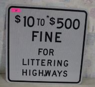 Fine for Littering Highway Sign