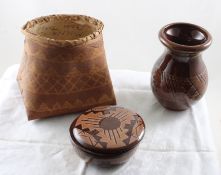 Vintage Native American Basket & Pottery Signed