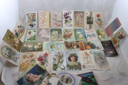 75 Early 1900's Holiday & Birthday Postcards