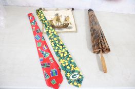Japanese Rice Paper Bamboo Parrots Umbrella