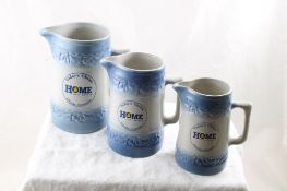 3 Red Wing Stoneware Cherry Band Adv. Pitchers