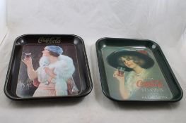 2 Coca Cola Trays 1912 & 1925 Coke Girls
