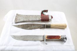 2 Fixed Blade Knives MM-4-72 Japan & Bone Handle