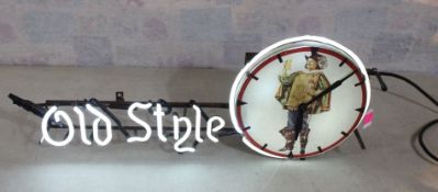 Old Style Beer NEON Clock Sign Working