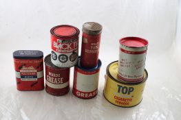 7 Vintage Grease oil Advertising Tins Cans others