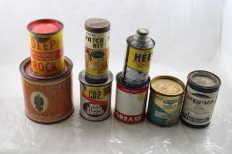 8 Vintage Grease Oil Advertising Tins Cans others