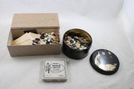 Art Deco Tin with Sewing Buttons, Sewing Notions