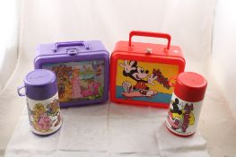 2 Aladdin Lunch Boxes w/Thermos Walt Disney