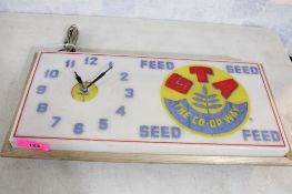 GTA Feed & Seed Lighted Clock Advertising Sign