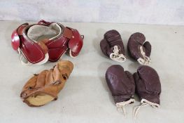 Child's Boxing Gloves, Baseball Mitt, Shoulder Pad