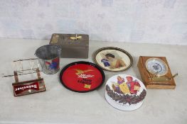Clock, Beer Tray, Budweiser Condiment Holder, Box,