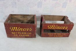 2 Minar's Bottling Co. Wood Crates Boxes St Cloud