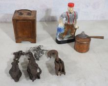 3 Pulleys, Decanter, Copper Sprayer, Wood Box