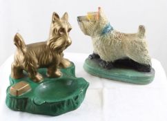 2 Antique Scotty Dog Figure & Ashtray