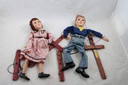 2 Hazelle Marionettes Boy Scout & Pioneer Girl