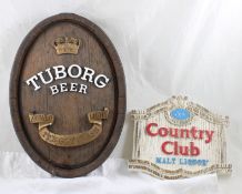 2 Beer Signs Tuborg & Country Club Malt Liquor