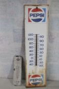 Pepsi & Standard Oil Metal Adv Thermometers