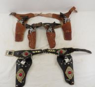 6 Spanish Gonher Cap Guns in Holster Belts