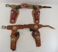 4 Vintage Pony Boy Cap Guns with Holster Belts