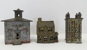 3 Antique Cast Iron banks