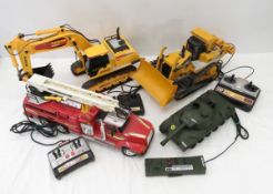 4 RC Vehicles- Service, Army, Construction
