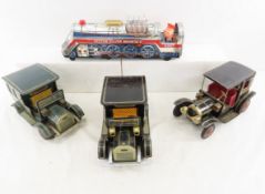 Tin Battery Op Old-Fashioned Cars & Train