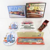 Train collectibles, windup toy, wood train