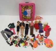 6 Vintage Barbie & Ken Dolls with Case & Clothing