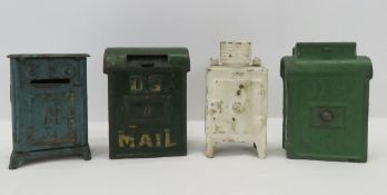 4 Antique Cast Iron banks