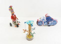 3 Wind Up Toys, Police Motorcycle, Duck On Bicycle