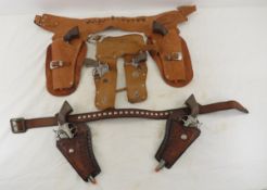 6 Spanish Gonher Cap Guns in Holster Belts