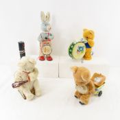 4 Battery Op Toys. Drinking Bear, Drum Bear