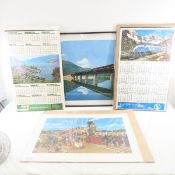 2 Railroad Prints & 2 Calendars