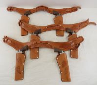 6 Spanish Gonher Cap Guns in Holster Belts