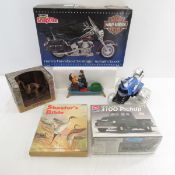Models, toys, bank, and more