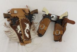 4 Vintage Mattel Fanner 50 Cap Guns & 2 Holsters
