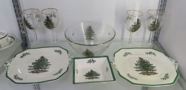 4 Spode Christmas Tree Wine Glasses and More