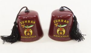 2 Red Wing Zuhrah Minneapolis Fez Hat Bells