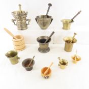 11 Vintage Mortar & Pestles- some brass